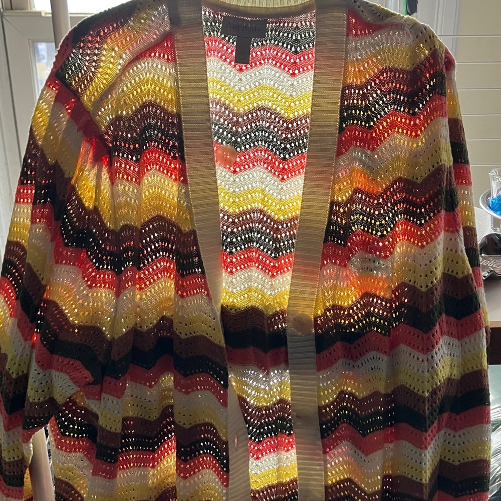 AnyBody Multicolor Chevron Cardigan